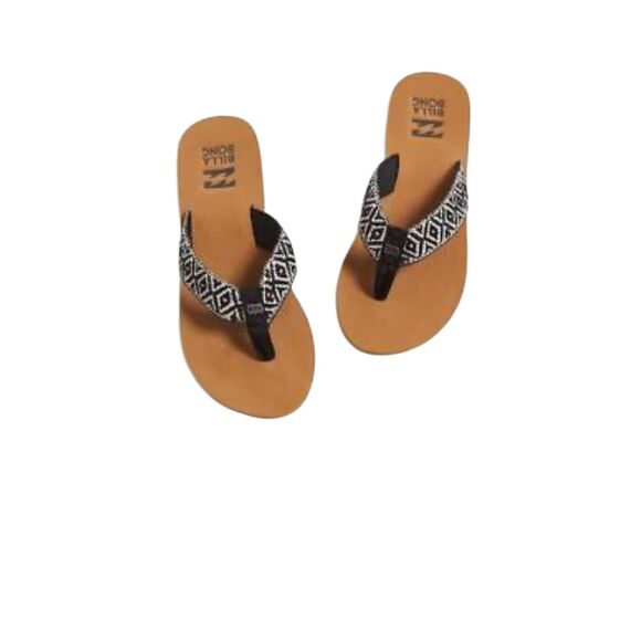 Billabong black and white woven thong sandal  Size 8  Woven Strap Sandals - Picture 3 of 5